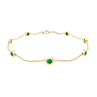 Bezel Set Emerald Station Chain Bracelet for Her