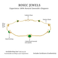 Bezel Set Emerald Station Chain Bracelet for Her