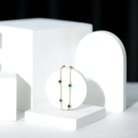 Bezel Set Emerald Station Chain Bracelet for Her