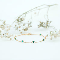 Bezel Set Emerald Station Chain Bracelet for Her