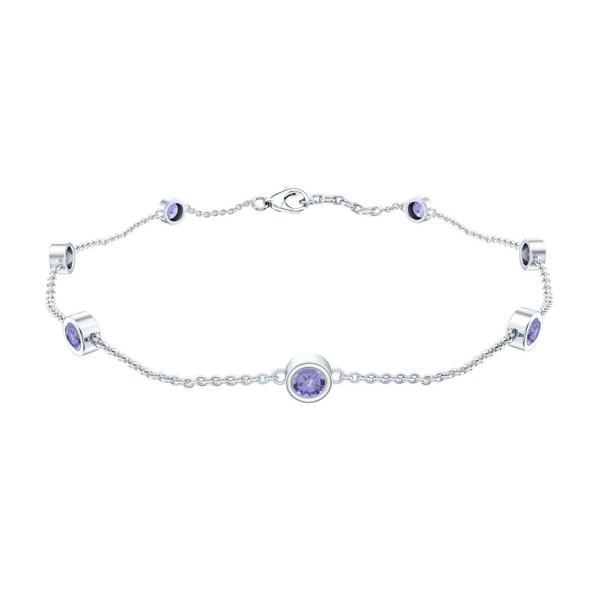Certified natural Tanzanite chain bracelet for women with oval Tanzanite stones, crafted by Rosec Jewels.