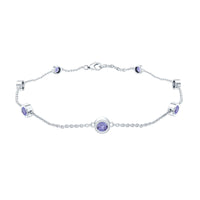 Certified natural Tanzanite chain bracelet for women with oval Tanzanite stones, crafted by Rosec Jewels.