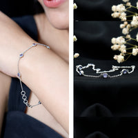 Certified natural Tanzanite chain bracelet for women featuring deep blue gemstones, crafted by Rosec Jewels.