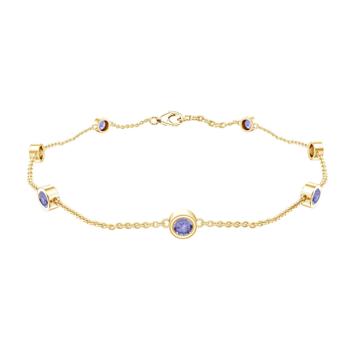 Certified natural Tanzanite chain bracelet for women with sparkling blue gemstones, styled with rose gold accents by Rosec Jewels.
