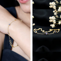 Certified natural Tanzanite chain bracelet for women with vibrant blue gemstones, crafted by Rosec Jewels.