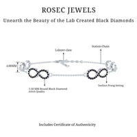 Certified Lab Grown Black Diamond Infinity Chain Bracelet