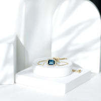 Emerald Cut London Blue Topaz and Diamond Bolo Chain Bracelet