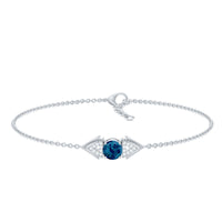 Real London Blue Topaz and Diamond Chain Bracelet