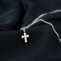 Certified Moissanite Cross Charm Chain Bracelet for Women by Rosec Jewels, featuring a delicate silver-tone design with sparkling moissanite accents.