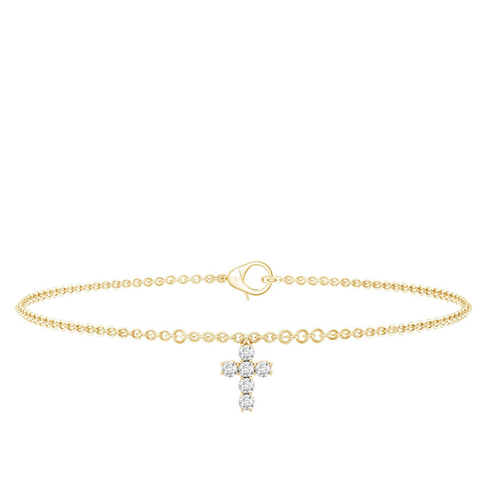 Rosec Jewels certified moissanite cross charm chain bracelet for women, featuring sparkling moissanite stones on a delicate bracelet.