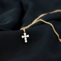 Certified Moissanite cross charm bracelet for women by Rosec Jewels, featuring a delicate chain and sparkling cross pendant.