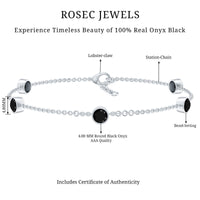 Black Onyx Station Chain Bracelet for Women
