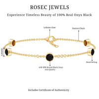 Black Onyx Station Chain Bracelet for Women