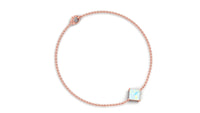 Two-carat princess cut Ethiopian opal solitaire chain bracelet with delicate design from Rosec Jewels.