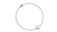Two-carat princess cut Ethiopian opal solitaire chain bracelet with a rose gold finish, designed by Rosec Jewels.