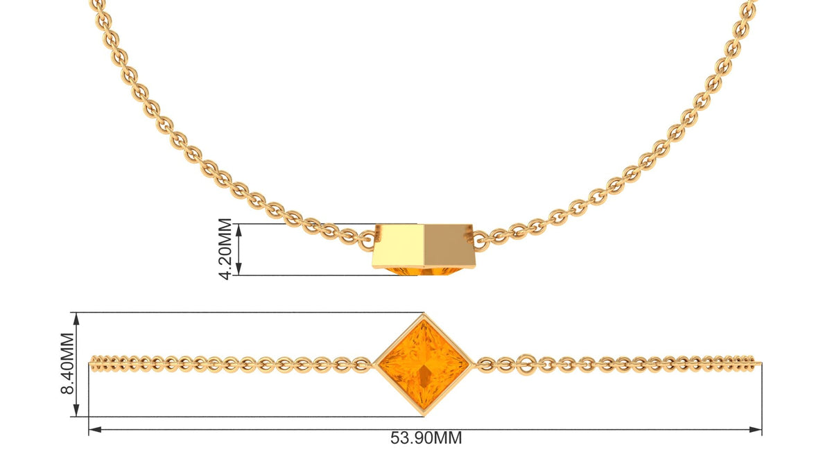 Genuine 0.5 carat princess cut fire opal birthstone bracelet by Rosec Jewels featuring vibrant orange gemstones and silver chain.