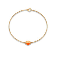 Genuine 0.5 carat princess cut fire opal birthstone bracelet by Rosec Jewels with sparkling gemstone accents.