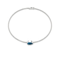 0.7 Carat Pear Cut London Blue Topaz Solitaire Chain Bracelet