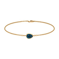 0.7 Carat Pear Cut London Blue Topaz Solitaire Chain Bracelet