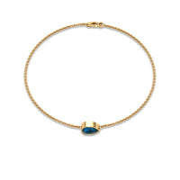 0.7 Carat Pear Cut London Blue Topaz Solitaire Chain Bracelet