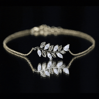 Yellow moissanite leaf chain bracelet for women by Rosec Jewels, featuring delicate leaf-shaped links and sparkling gemstones.