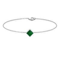 0.36 Carat Princess Cut Real Emerald Birthstone Bracelet with Certificate
