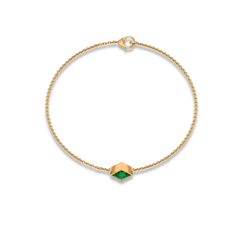 0.36 Carat Princess Cut Real Emerald Birthstone Bracelet with Certificate