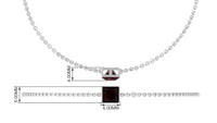 Genuine 1.4 carat princess cut garnet solitaire chain bracelet by Rosec Jewels featuring a silver-tone design and elegant clasp.