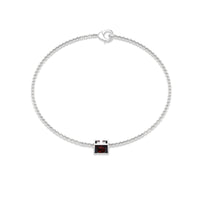 Genuine 1.4 carat princess cut garnet solitaire chain bracelet by Rosec Jewels featuring a sparkling garnet gemstone and delicate chain.