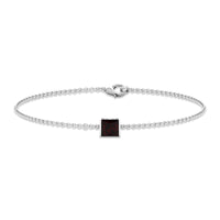Genuine 1.4 carat princess cut garnet solitaire chain bracelet by Rosec Jewels with a sleek, elegant design and gemstone setting.