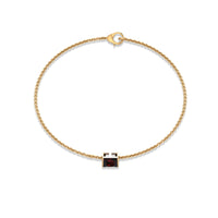 Genuine 1.4 carat princess cut garnet solitaire chain bracelet from Rosec Jewels with elegant silver setting.
