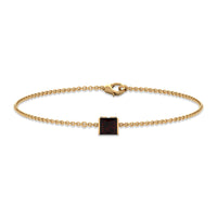 Genuine 1.4 carat princess cut garnet solitaire chain bracelet by Rosec Jewels, showcasing a sparkling garnet gemstone and delicate chain.
