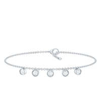 Rosec Jewels 0.5 carat certified moissanite five-stone bracelet with certificate, showcasing sparkling gemstones on a delicate bracelet.