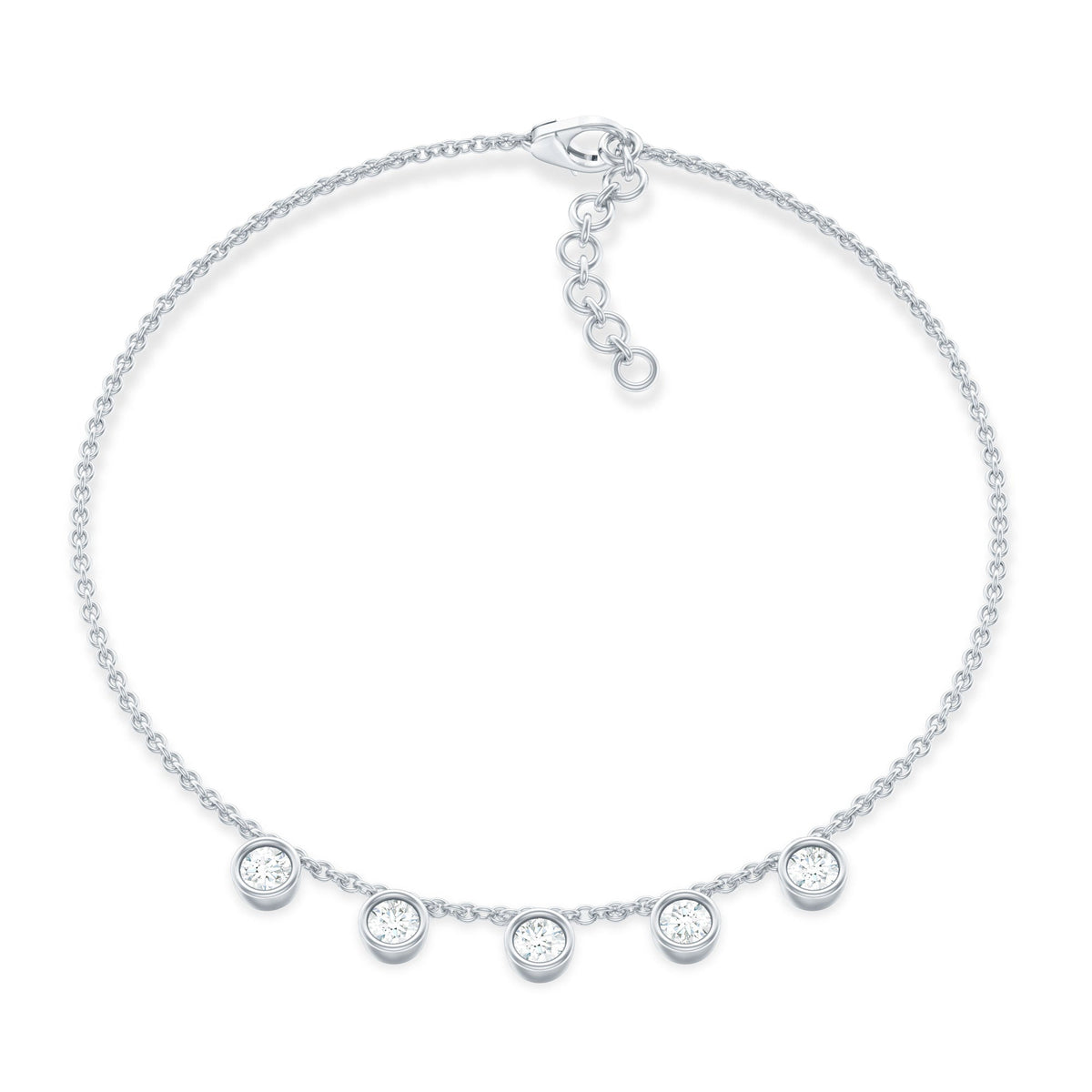 Rosec Jewels 0.5 carat certified moissanite five-stone bracelet with certificate, showcasing sparkling gemstones and elegant design.