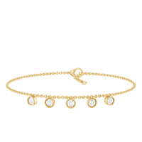 Rosec Jewels 0.5 carat certified moissanite five-stone bracelet with certificate, featuring sparkling gemstones on a delicate silver bracelet.