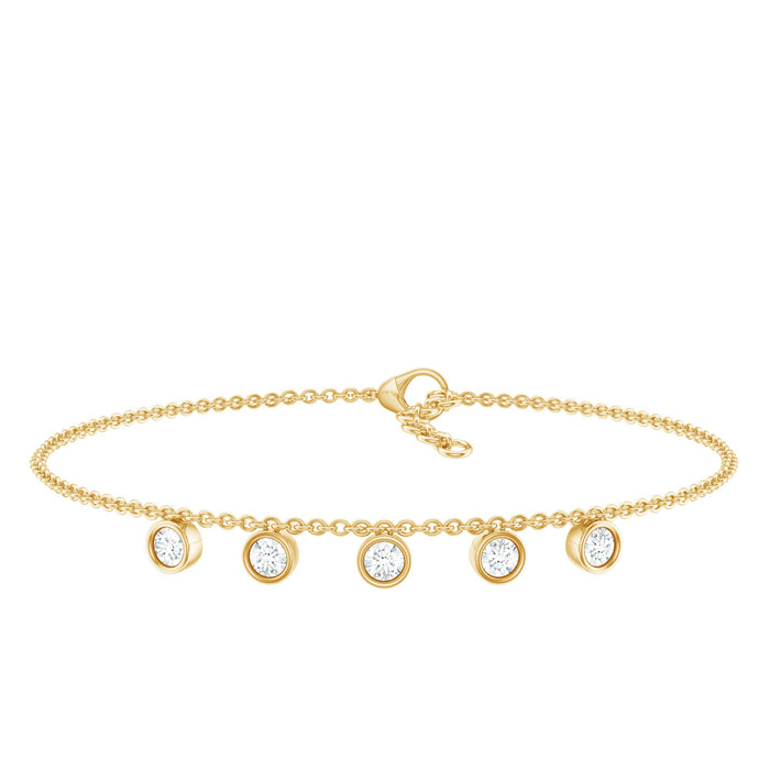 Rosec Jewels 0.5 carat certified moissanite five-stone bracelet with certificate, featuring sparkling gemstones on a delicate silver bracelet.