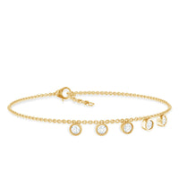 Rosec Jewels 0.5 carat certified moissanite five-stone bracelet with certificate, featuring sparkling gemstones on a delicate silver chain.