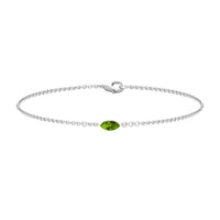 Genuine 0.74 carat marquise cut peridot chain bracelet by Rosec Jewels, featuring sparkling green gemstones and a delicate design.