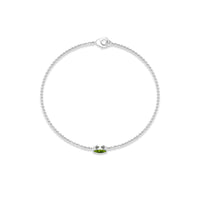 Genuine 0.74 carat marquise cut solitaire peridot chain bracelet by Rosec Jewels showing the elegant design and vibrant green gemstone.