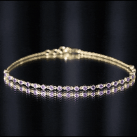 Minimalist Bezel Set Amethyst Chain Bracelet