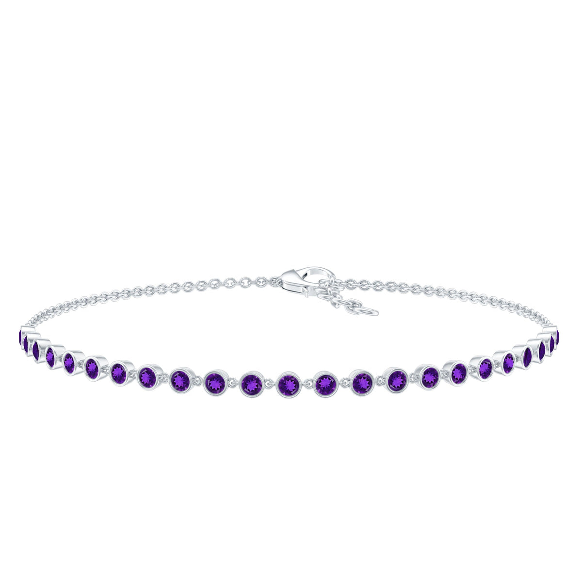 Minimalist Bezel Set Amethyst Chain Bracelet