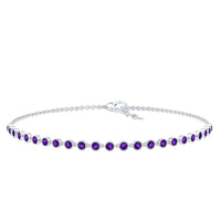 Minimalist Bezel Set Amethyst Chain Bracelet