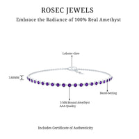 Minimalist Bezel Set Amethyst Chain Bracelet