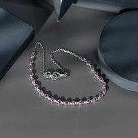 Minimalist Bezel Set Amethyst Chain Bracelet
