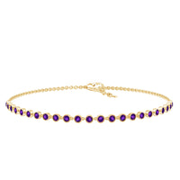 Minimalist Bezel Set Amethyst Chain Bracelet