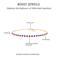 Minimalist Bezel Set Amethyst Chain Bracelet