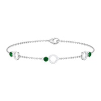 Genuine Emerald and Diamond Station Chain Bracelet