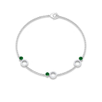 Genuine Emerald and Diamond Station Chain Bracelet