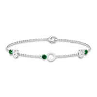 Genuine Emerald and Diamond Station Chain Bracelet