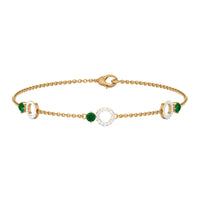 Genuine Emerald and Diamond Station Chain Bracelet